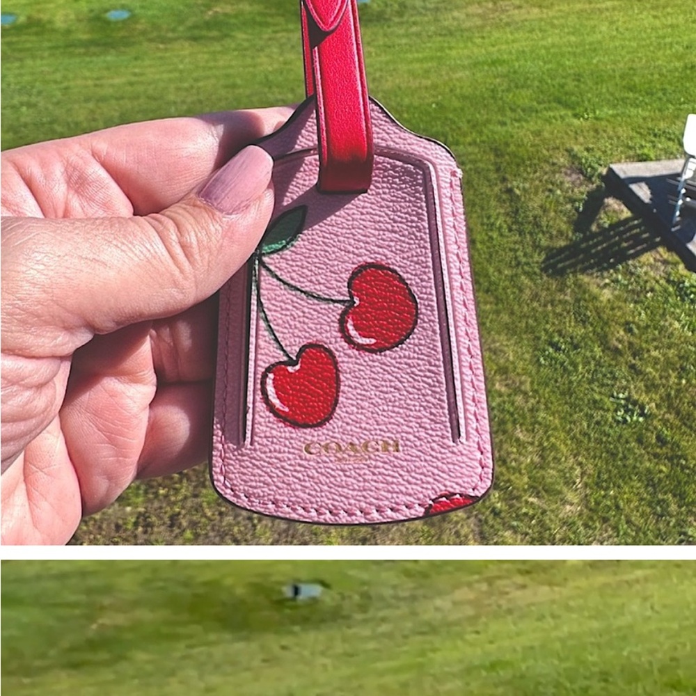 Coach PINK 🩷 HEART-CHERRY🍒 PRINT BAG or LUGGAGE TAG ** NWT **